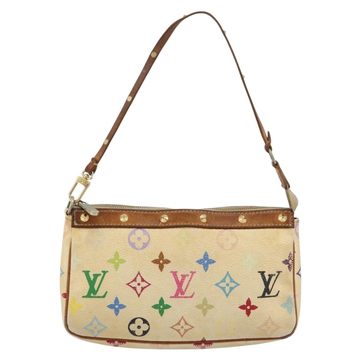 LOUIS VUITTON Monogram Multicolor Pochette Pouch White M92649 LV Auth 180382