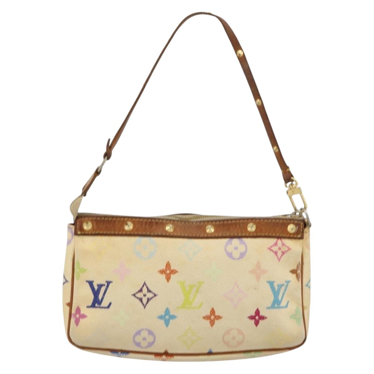 LOUIS VUITTON Monogram Multicolor Pochette Pouch White M92649 LV Auth 180382