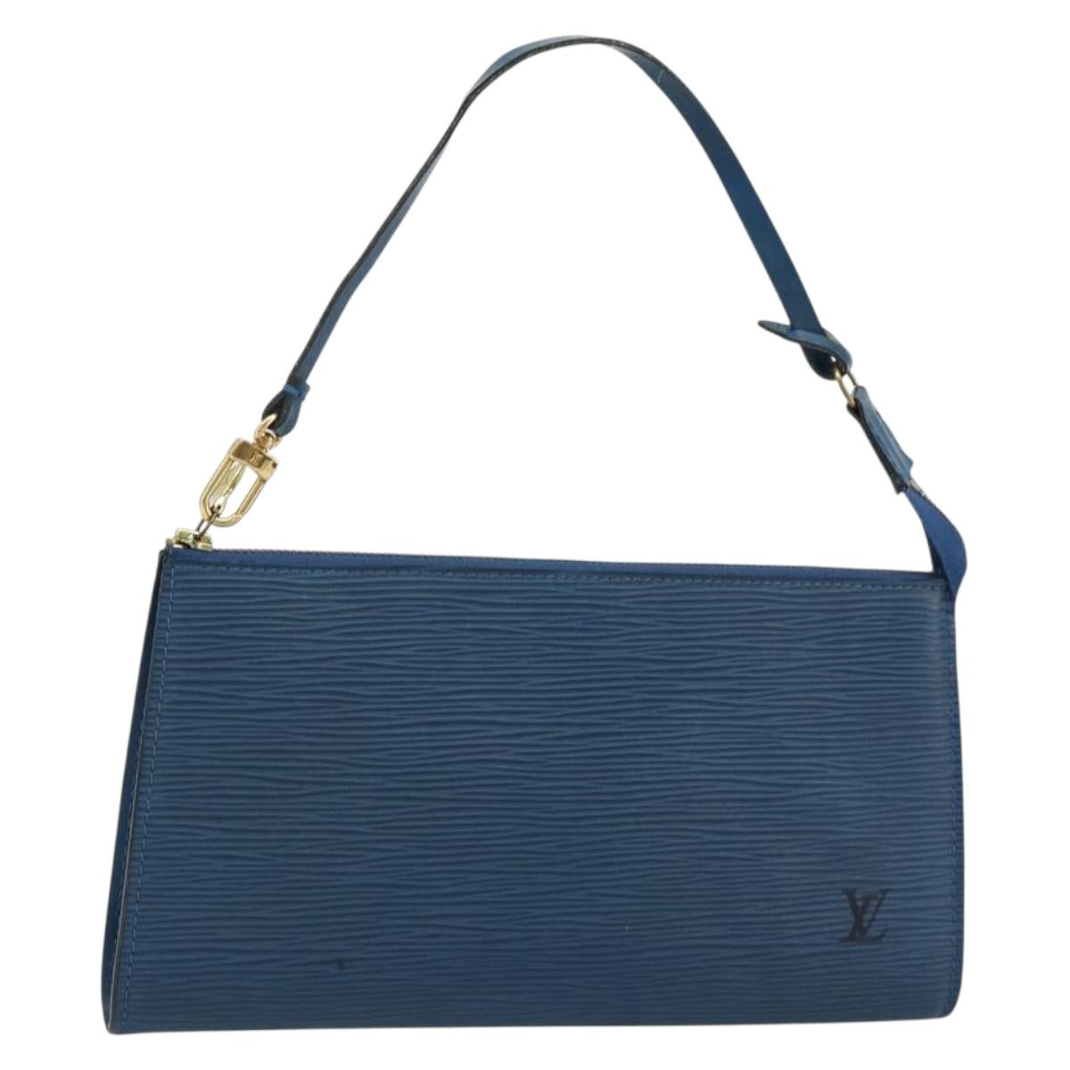 LOUIS VUITTON Epi Pochette Accessoires Pouch Blue M52985 LV Auth 180384