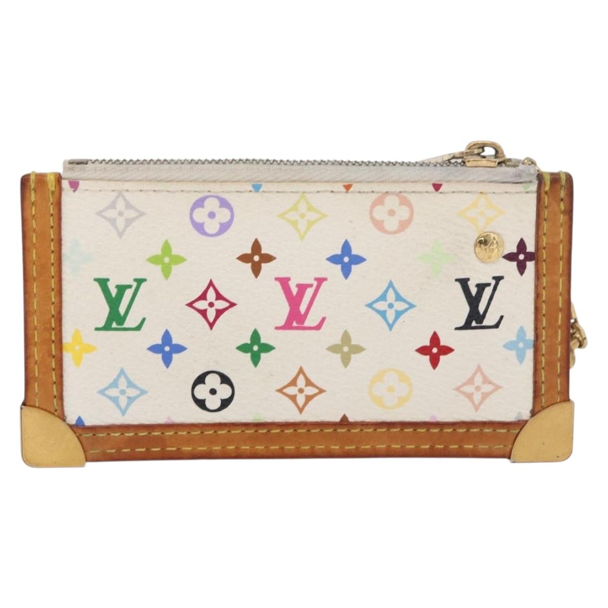 LOUIS VUITTON Monogram Multicolor Pochette Cles Purse White M92655 Auth 180390