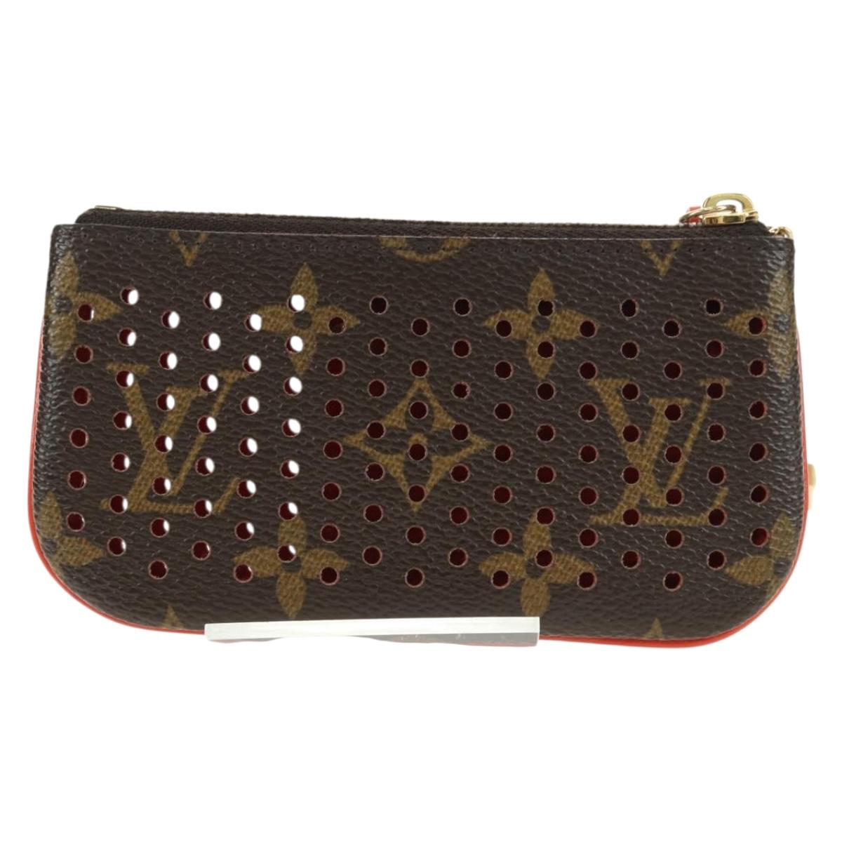 LOUIS VUITTON Monogram Perfo Pochette Cles Coin Purse Orange M95222 Auth 180394M
