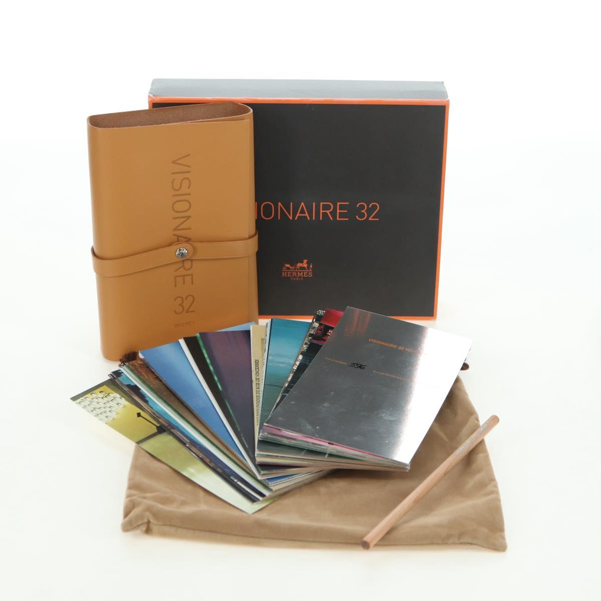 HERMES Postcard Set Visionaire 32 Playing Cards Leather Beige Auth 180397M