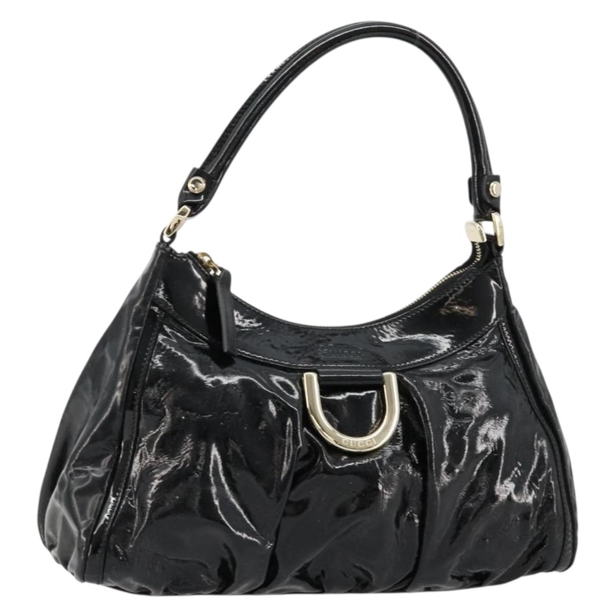 GUCCI Abbey Shoulder Bag Patent Leather Black Gold 190525 Auth 180426