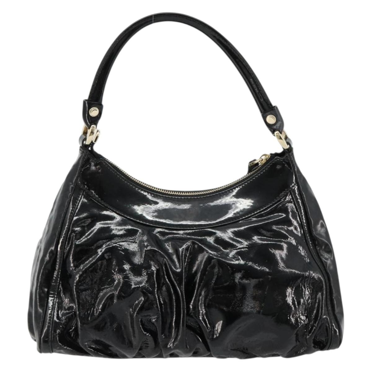 GUCCI Abbey Shoulder Bag Patent Leather Black Gold 190525 Auth 180426