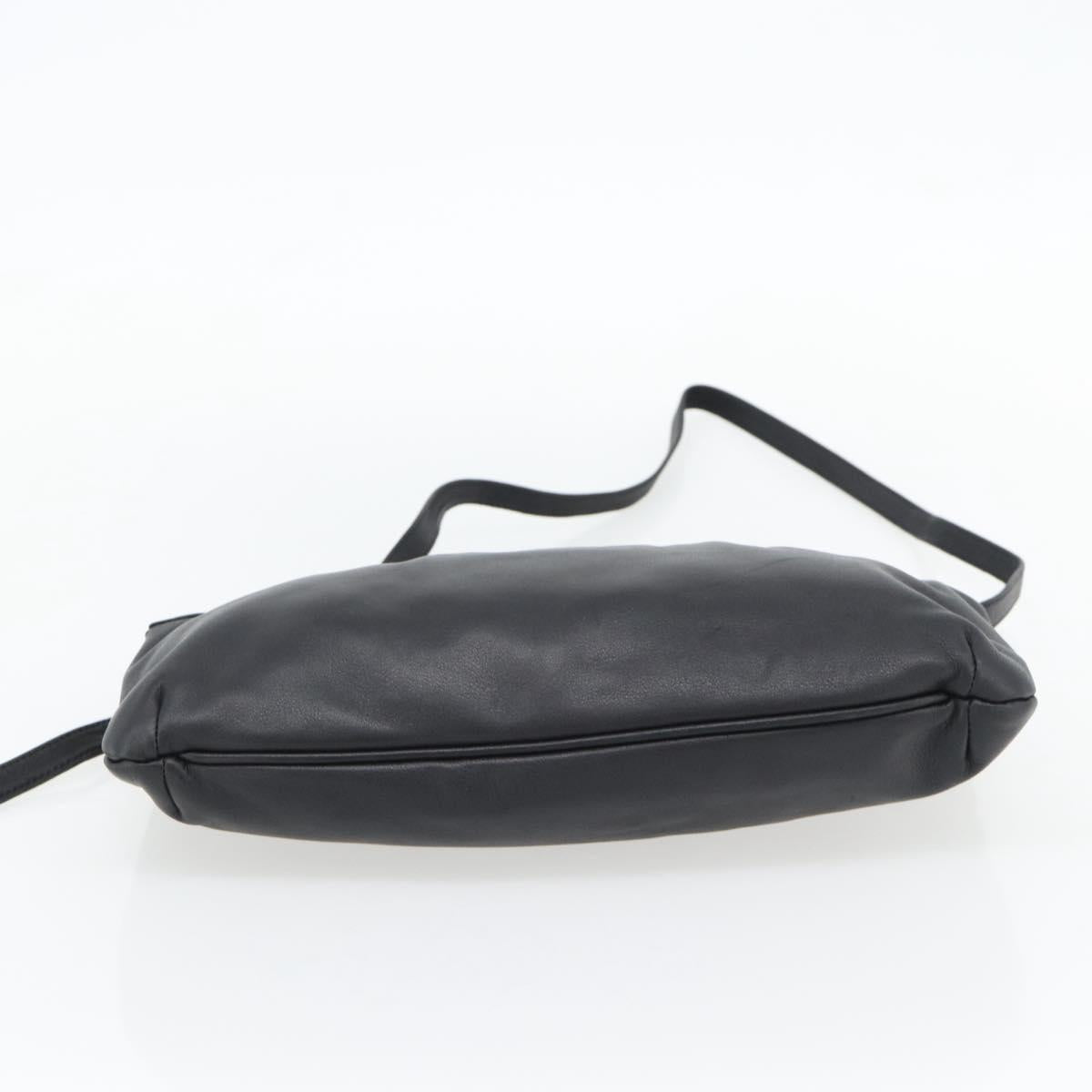 CELINE Shoulder Bag Leather Black Gold Auth 180429