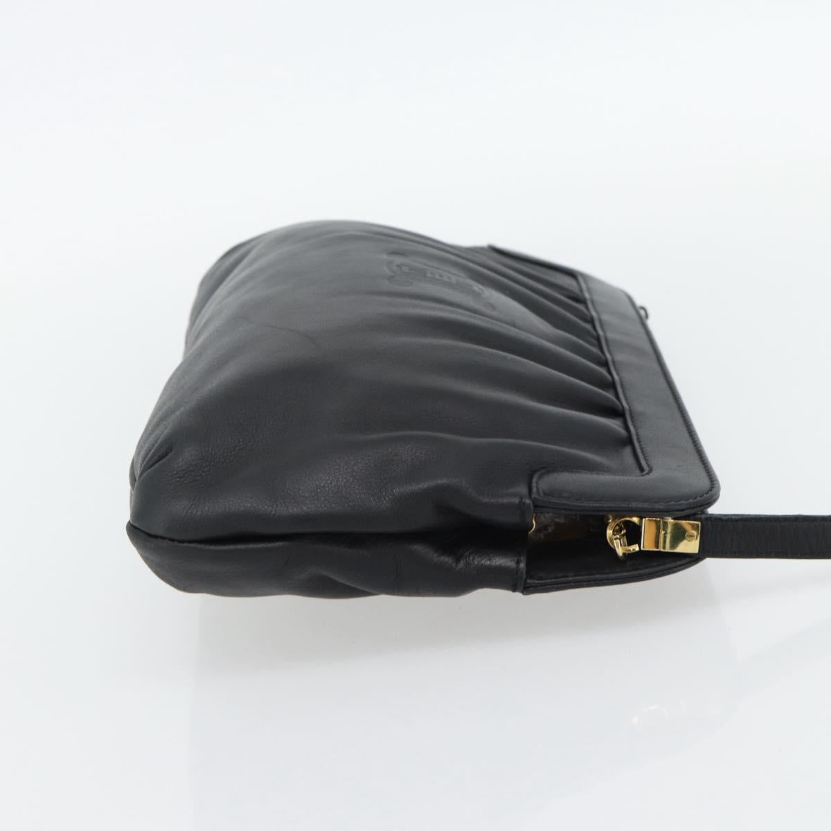 CELINE Shoulder Bag Leather Black Gold Auth 180429