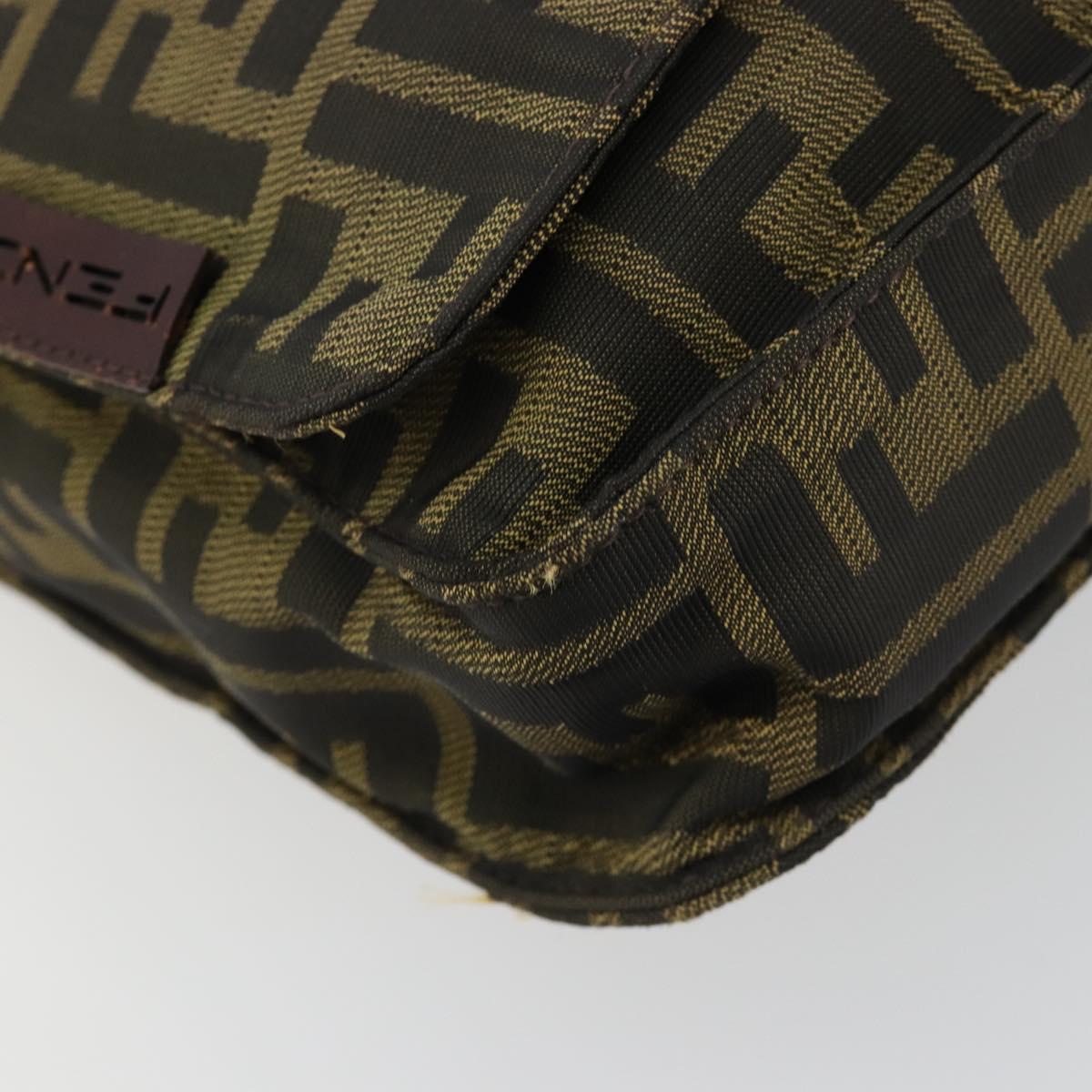 FENDI Zucca Canvas Shoulder Bag Black Brown Auth 180430