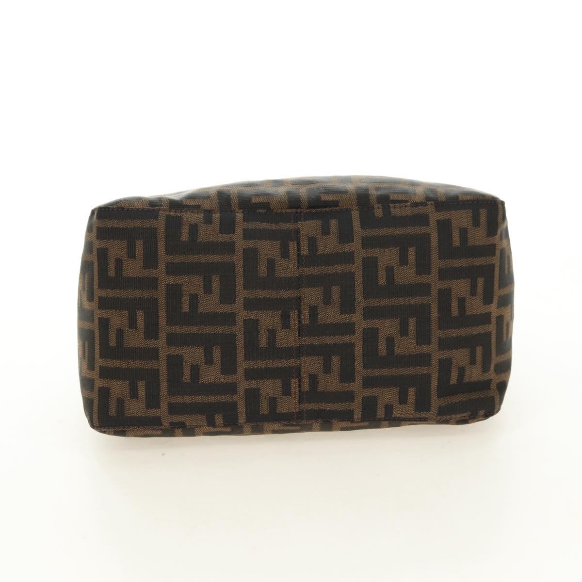 FENDI Zucca Canvas Mamma Baguette Shoulder Bag Black Brown Auth 180431SAV
