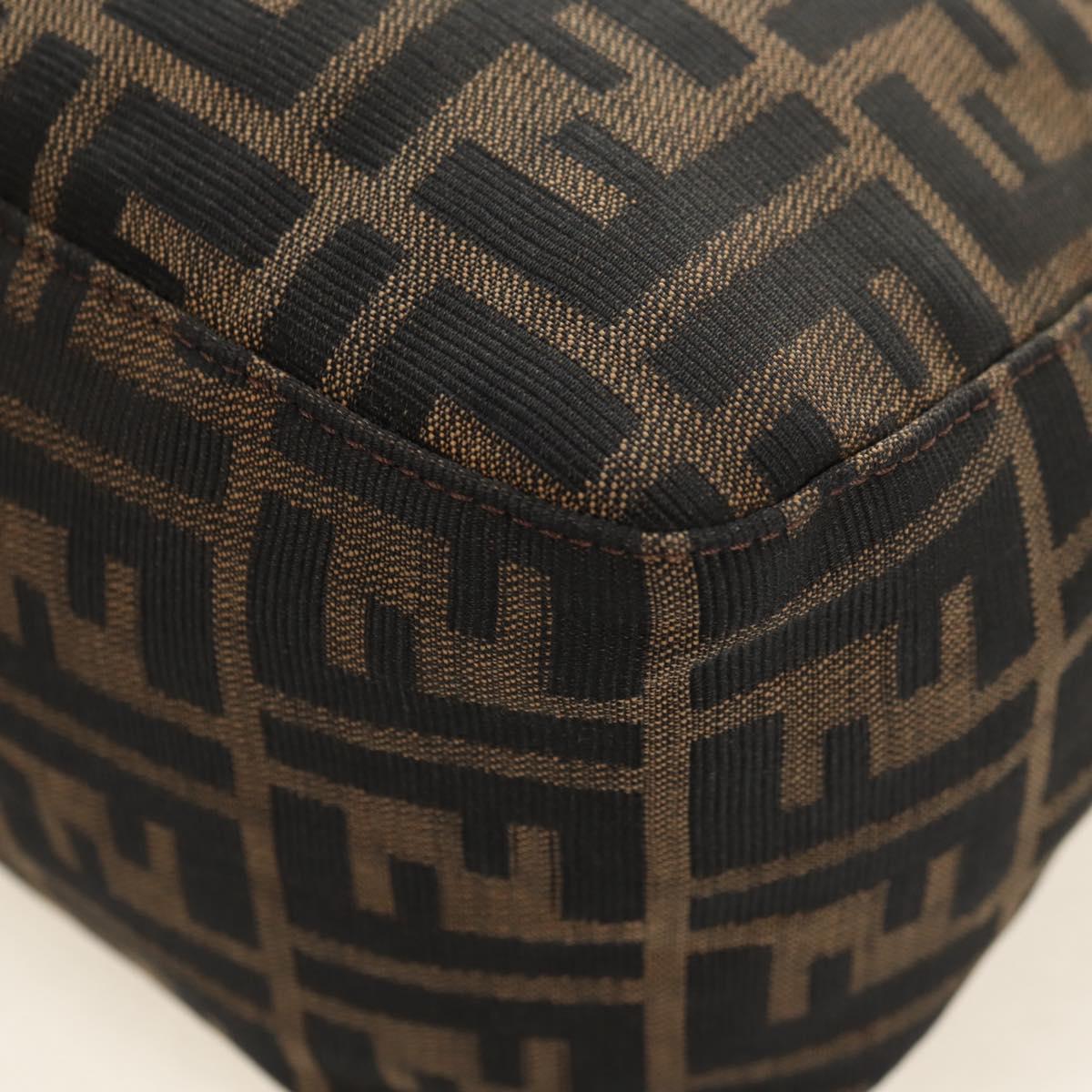 FENDI Zucca Canvas Mamma Baguette Shoulder Bag Black Brown Auth 180431SAV