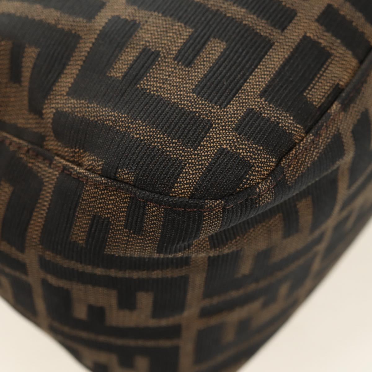FENDI Zucca Canvas Mamma Baguette Shoulder Bag Black Brown Auth 180431SAV
