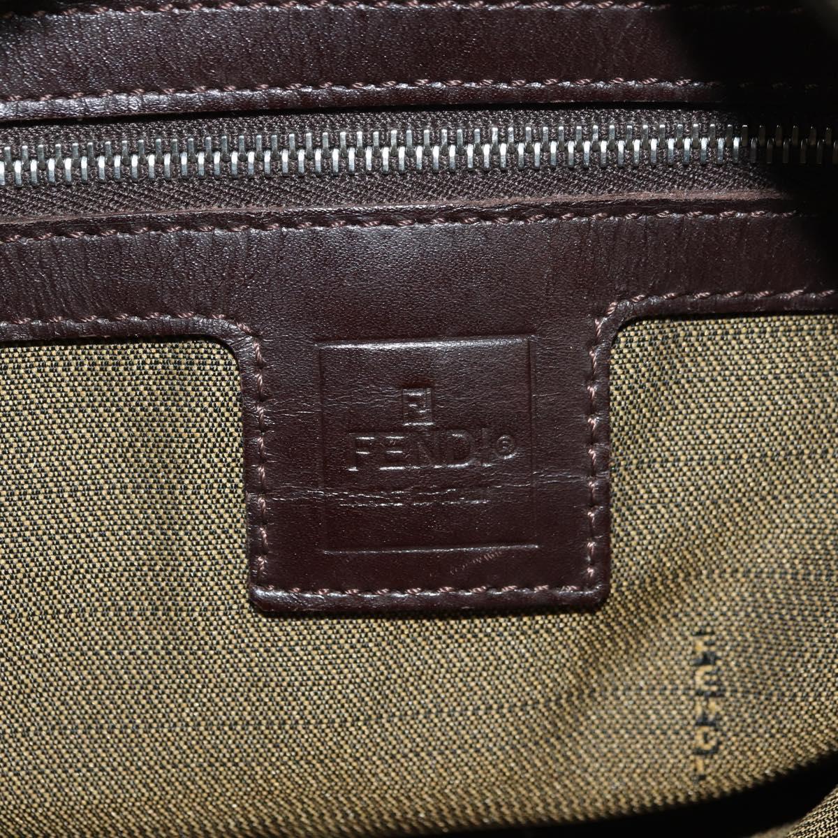 FENDI Zucca Canvas Mamma Baguette Shoulder Bag Black Brown Auth 180431SAV