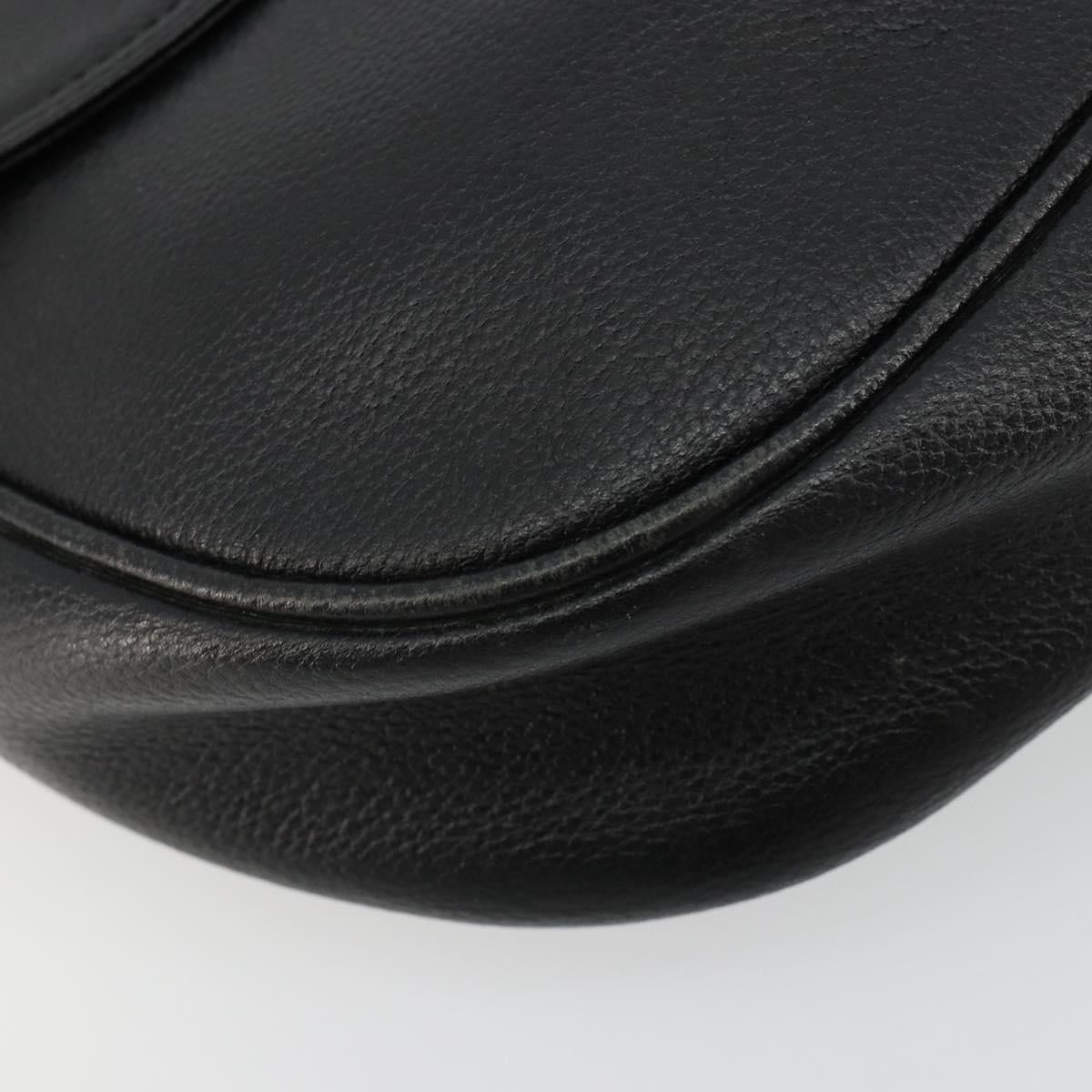 SAINT LAURENT Shoulder Bag Leather Black Gold Auth 180432