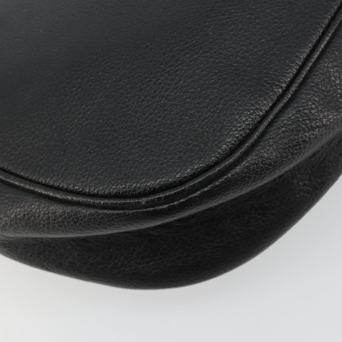 SAINT LAURENT Shoulder Bag Leather Black Gold Auth 180432