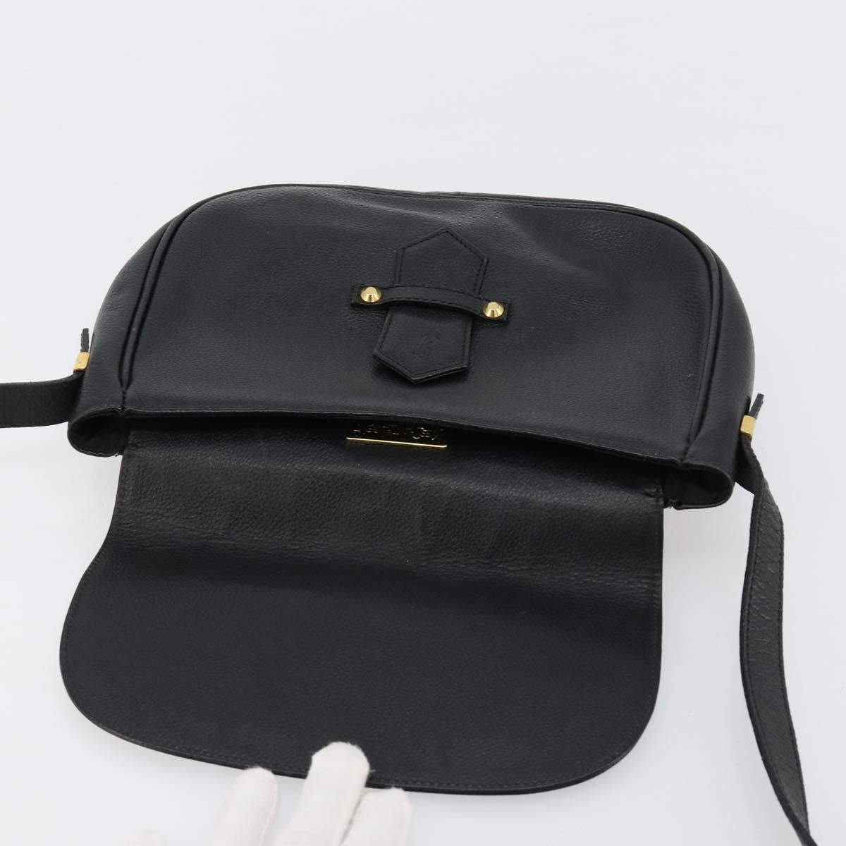 SAINT LAURENT Shoulder Bag Leather Black Gold Auth 180432