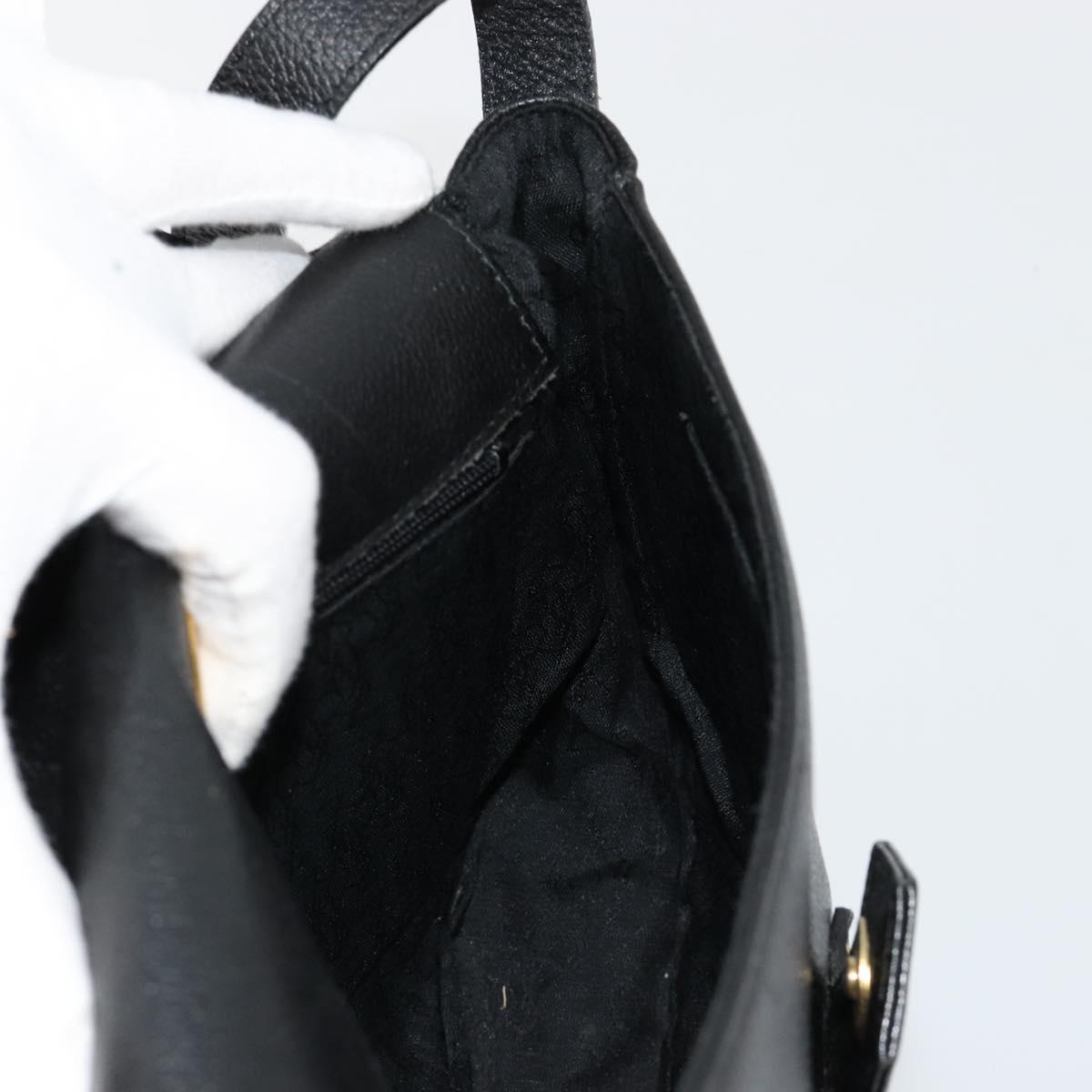 SAINT LAURENT Shoulder Bag Leather Black Gold Auth 180432