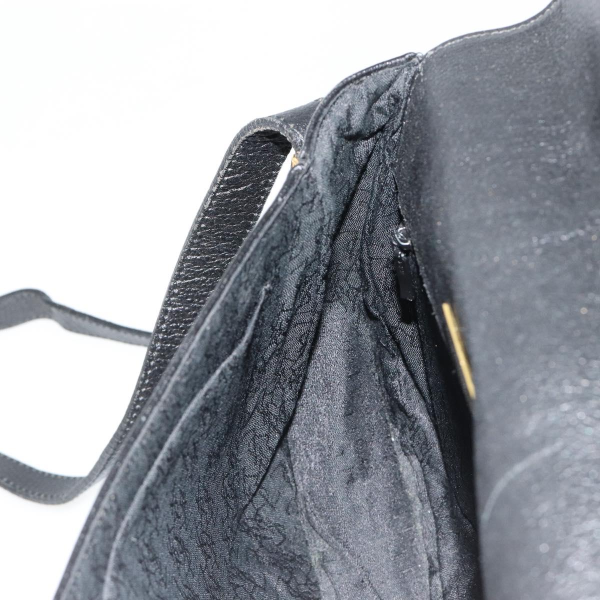 SAINT LAURENT Shoulder Bag Leather Black Gold Auth 180432