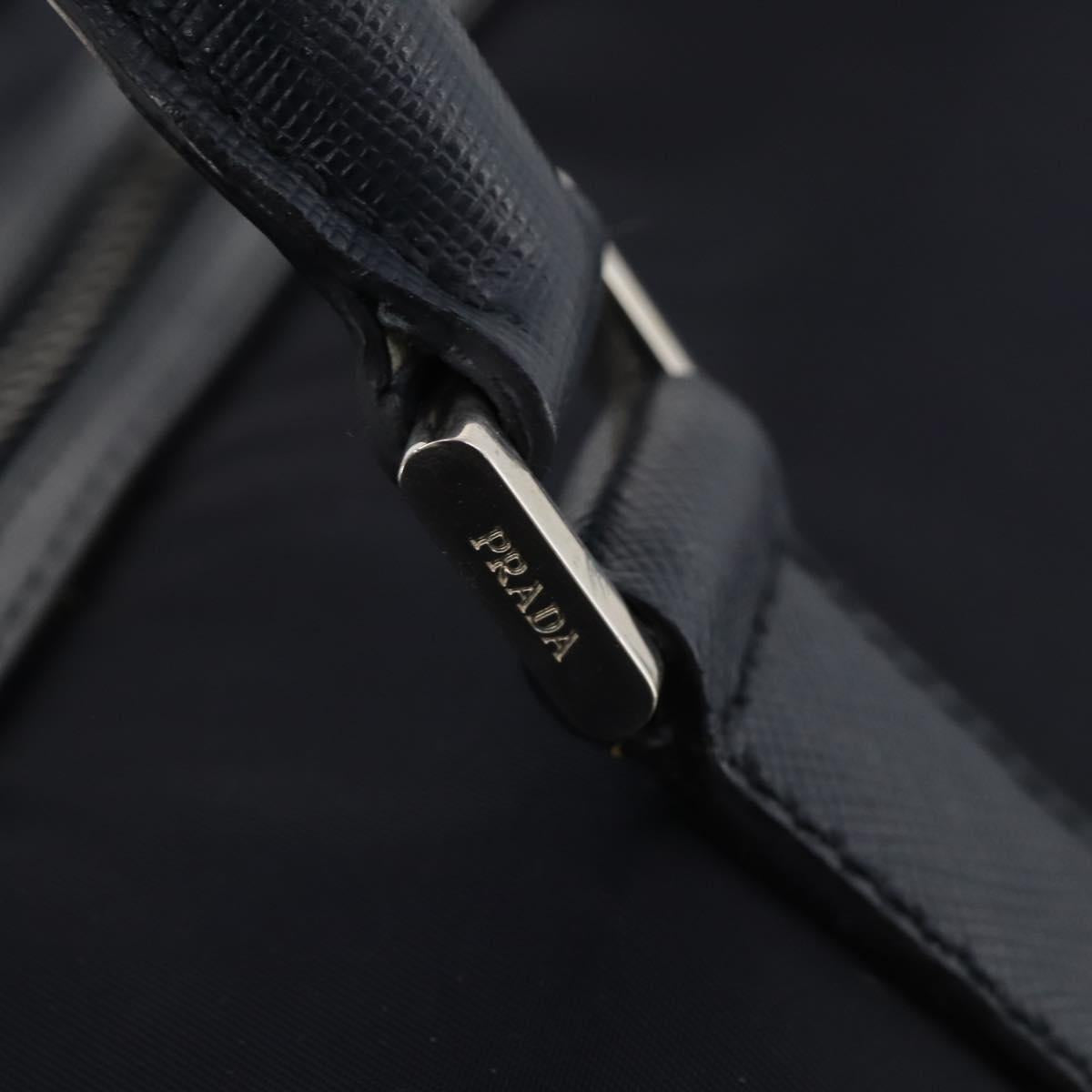 PRADA Boston Bag Nylon 2way Navy Silver Auth 180434SAV