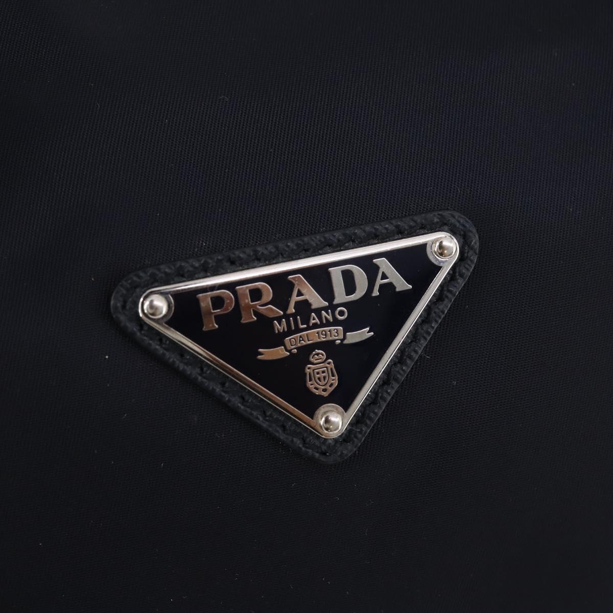 PRADA Boston Bag Nylon 2way Navy Silver Auth 180434SAV