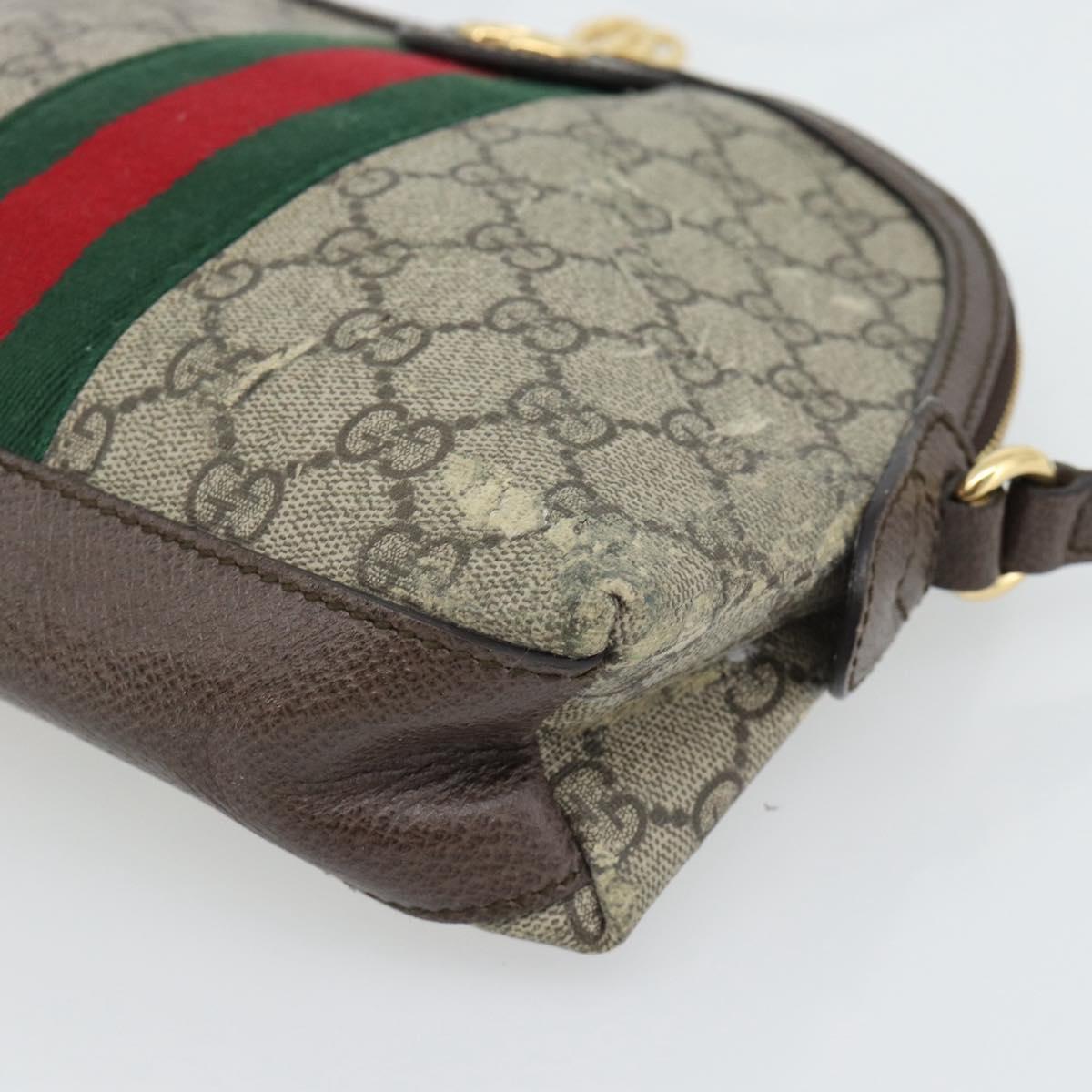 GUCCI GG Supreme Web Sherry Line Ophidia Bag PVC Beige Gold 499621 Auth 180447