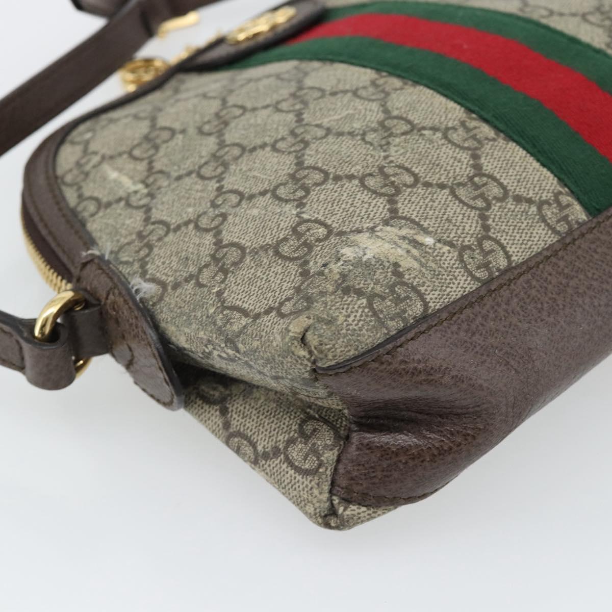 GUCCI GG Supreme Web Sherry Line Ophidia Bag PVC Beige Gold 499621 Auth 180447
