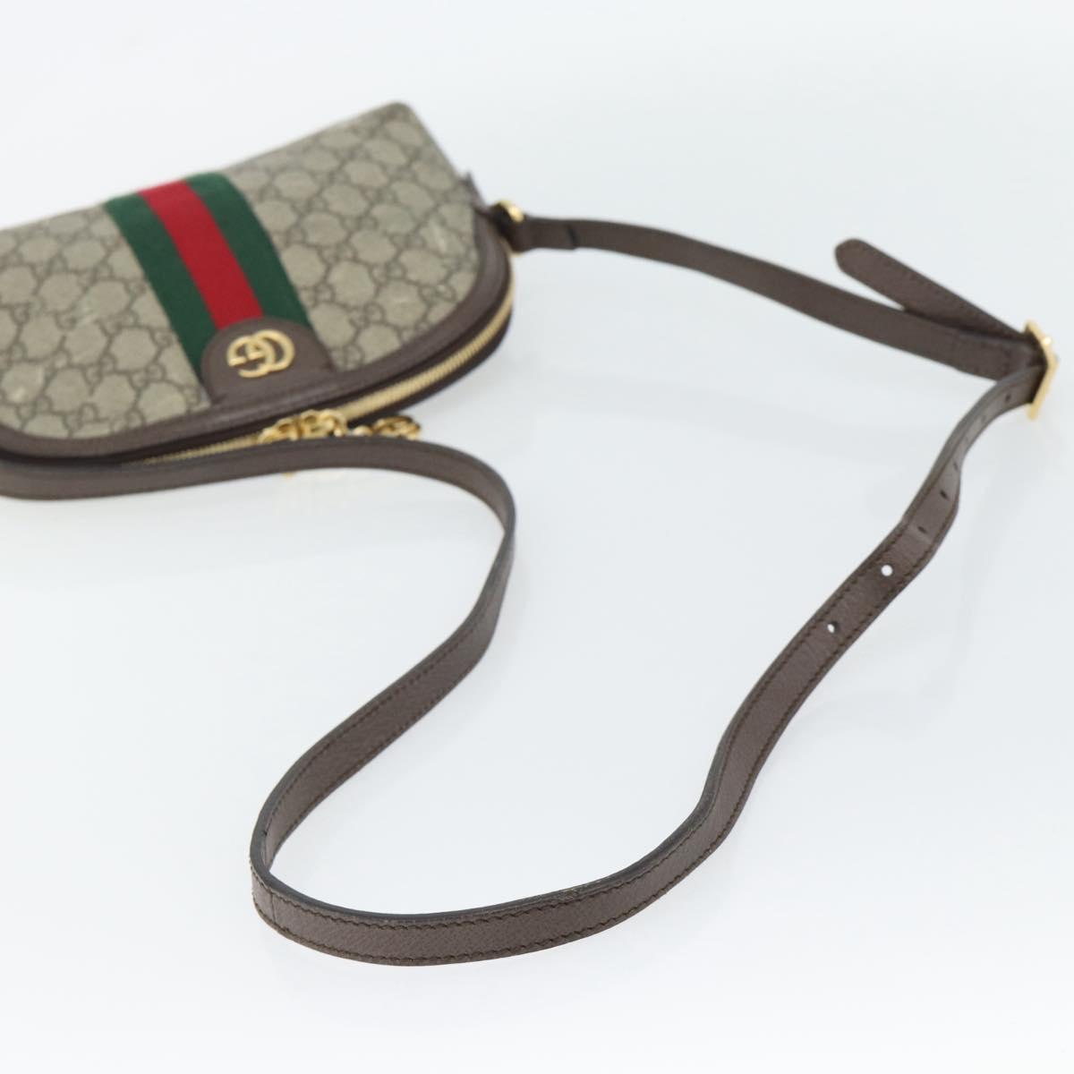 GUCCI GG Supreme Web Sherry Line Ophidia Bag PVC Beige Gold 499621 Auth 180447