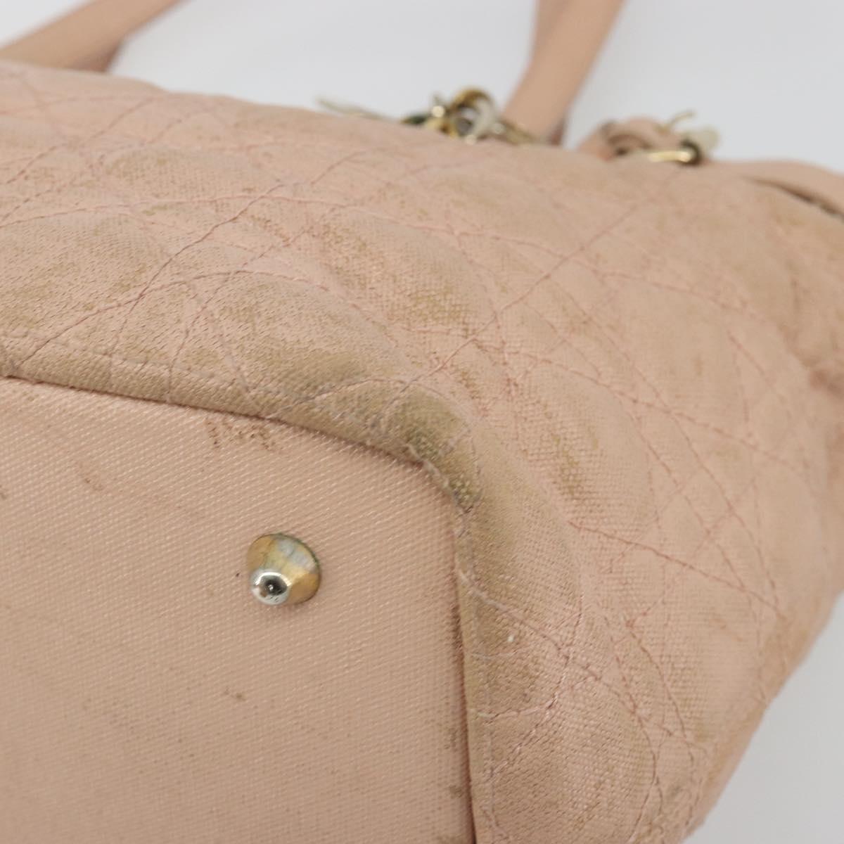 Christian Dior Canage Panarea Tote Bag Coated Canvas Pink Gold Auth 180459