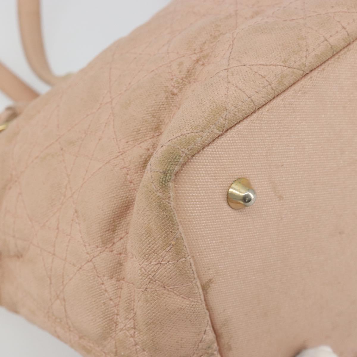 Christian Dior Canage Panarea Tote Bag Coated Canvas Pink Gold Auth 180459