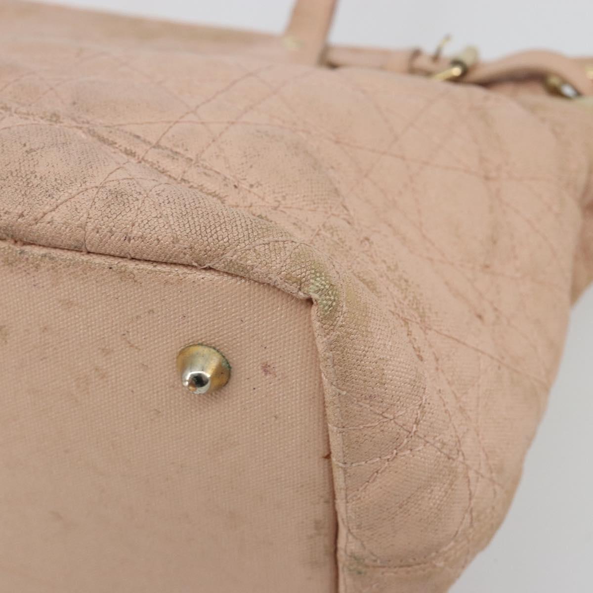Christian Dior Canage Panarea Tote Bag Coated Canvas Pink Gold Auth 180459