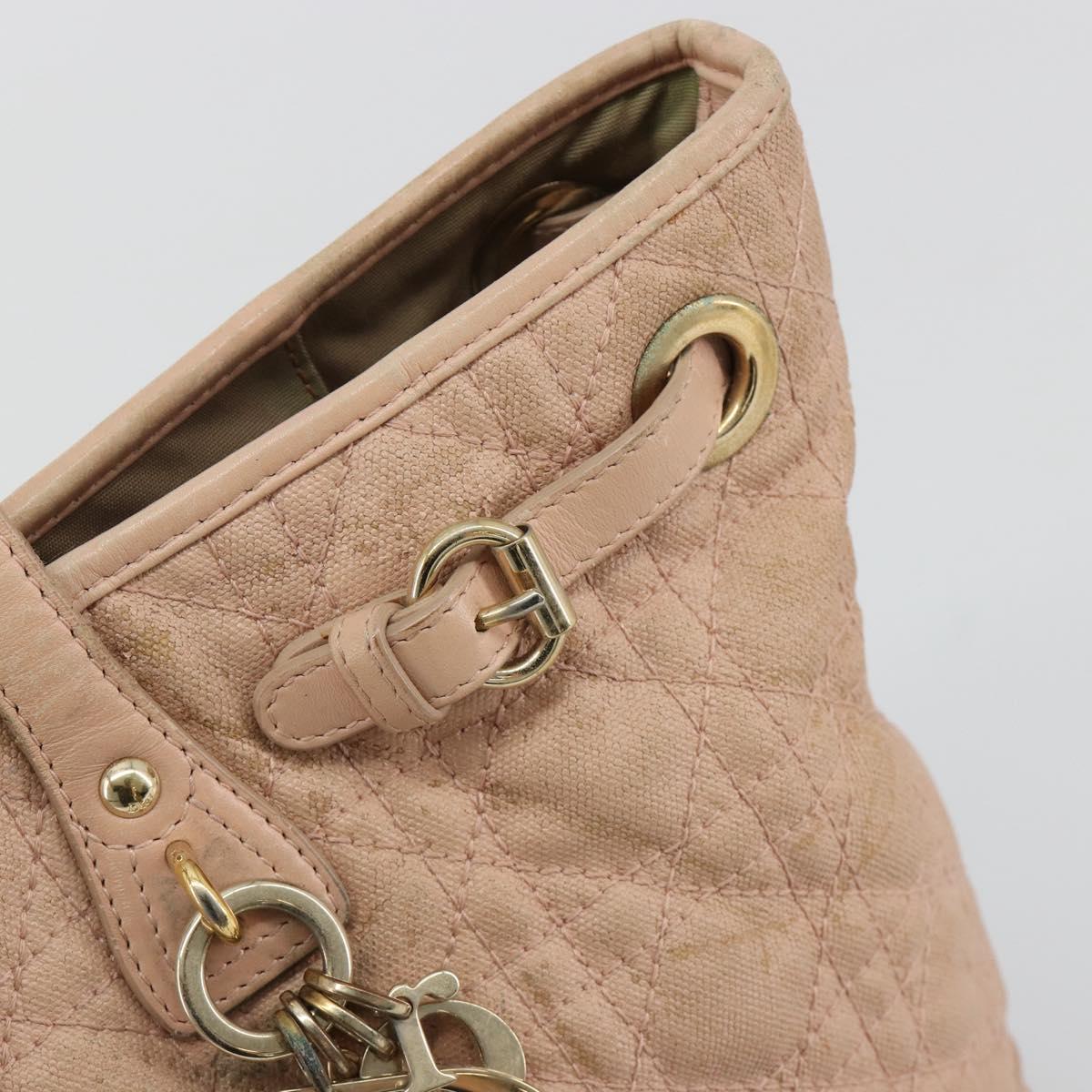 Christian Dior Canage Panarea Tote Bag Coated Canvas Pink Gold Auth 180459