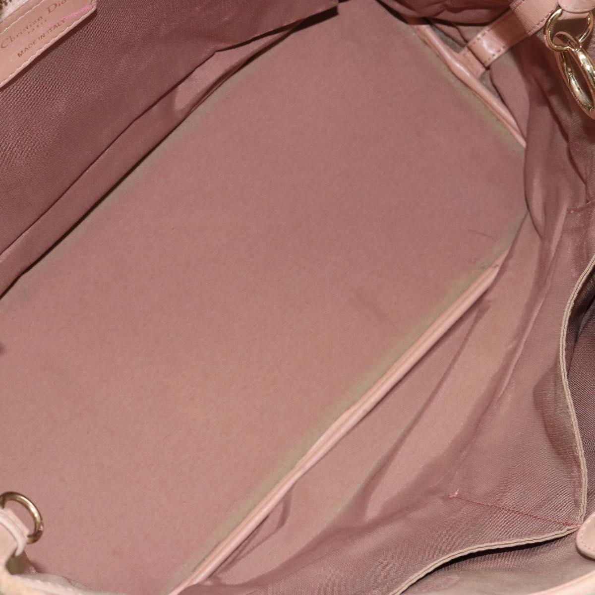 Christian Dior Canage Panarea Tote Bag Coated Canvas Pink Gold Auth 180459