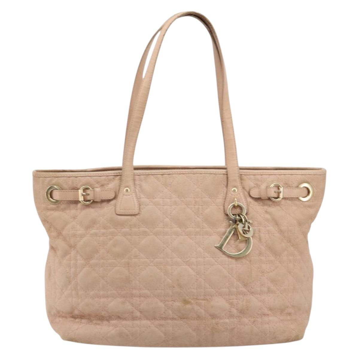 Christian Dior Canage Panarea Tote Bag Coated Canvas Pink Gold Auth 180459