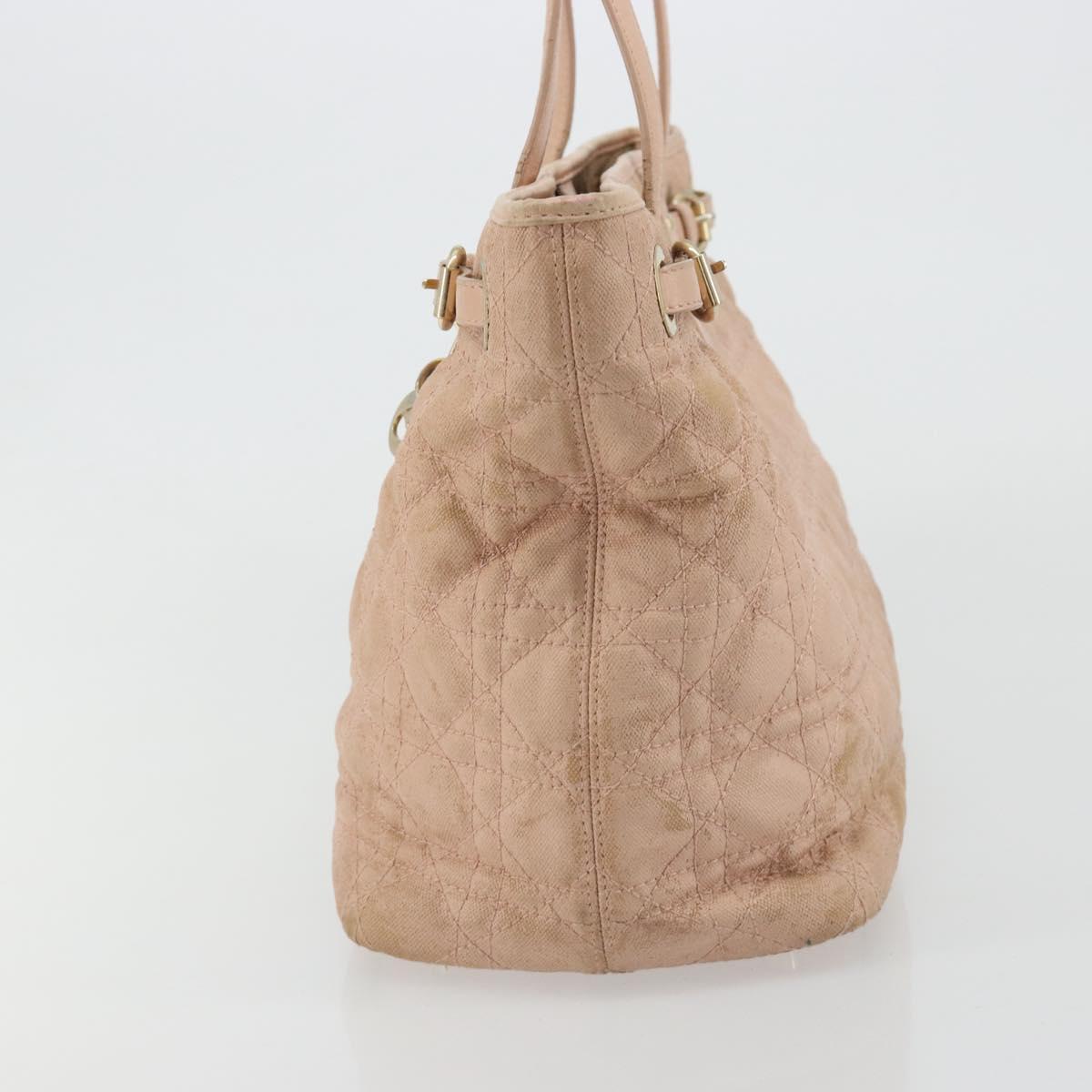 Christian Dior Canage Panarea Tote Bag Coated Canvas Pink Gold Auth 180459