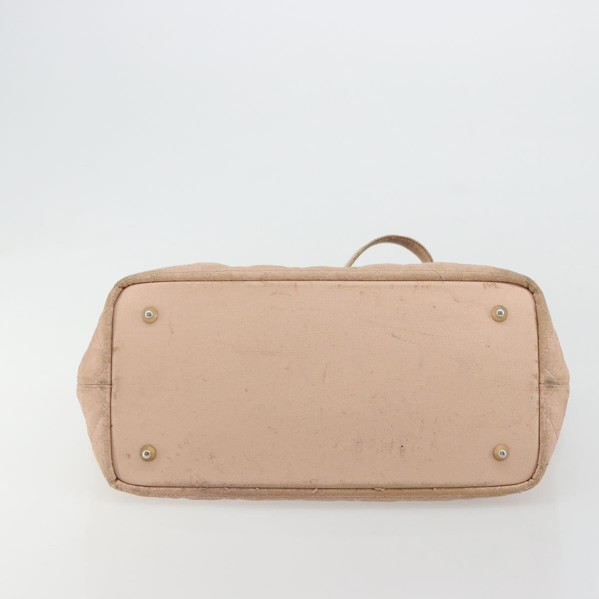 Christian Dior Canage Panarea Tote Bag Coated Canvas Pink Gold Auth 180459