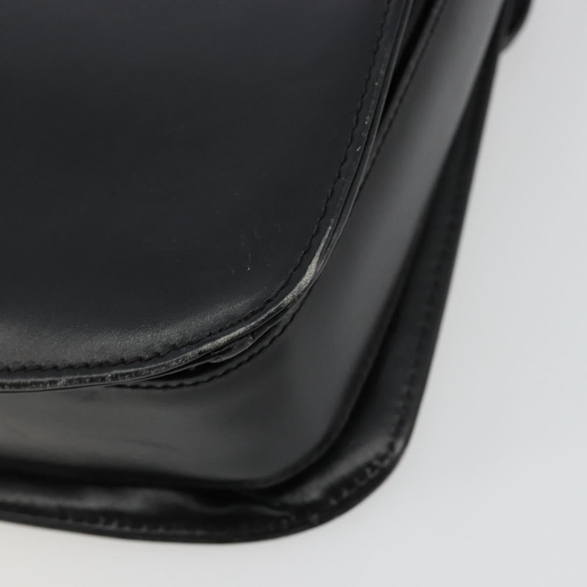 GUCCI Shoulder Bag Leather Black Silver Auth 180462
