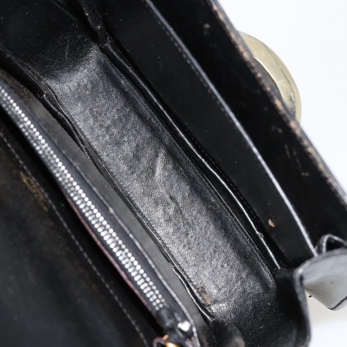 GUCCI Shoulder Bag Leather Black Silver Auth 180462