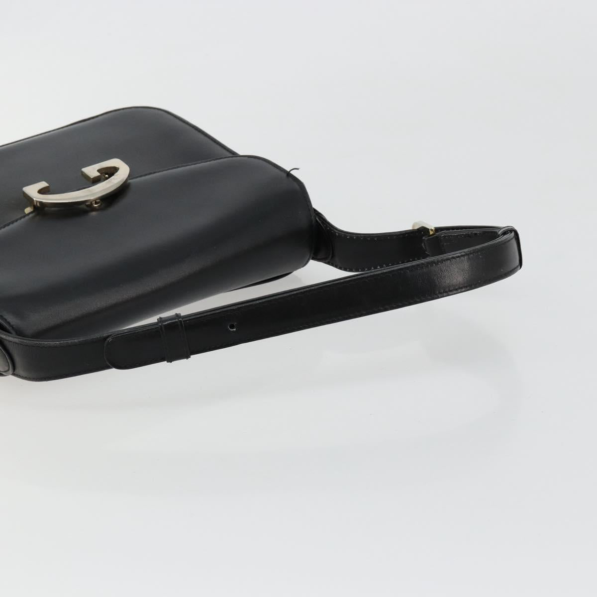 GUCCI Shoulder Bag Leather Black Silver Auth 180462