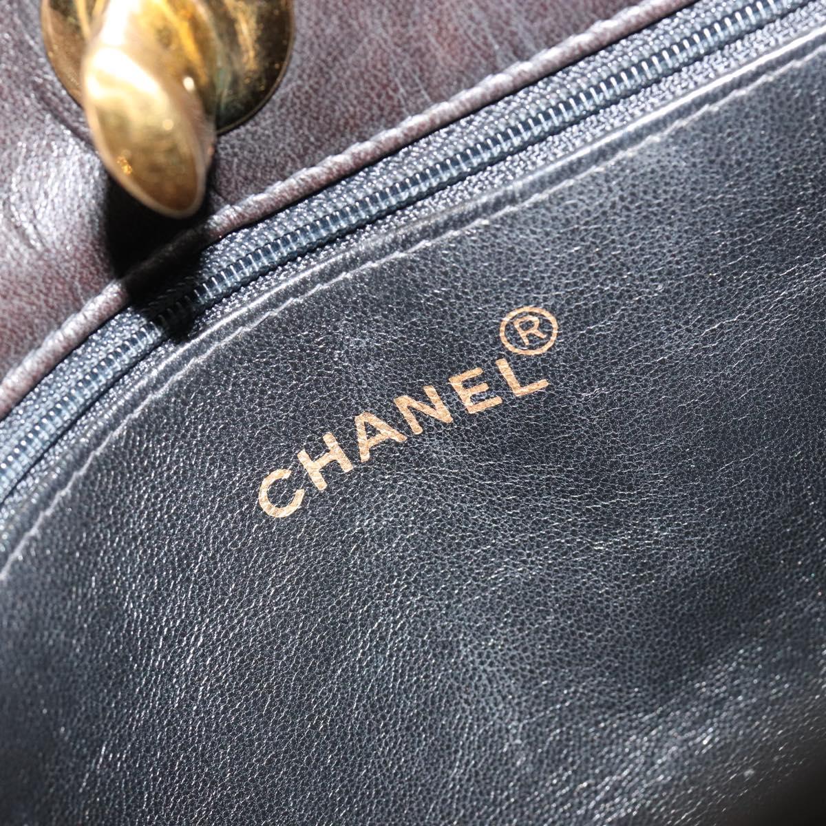 CHANEL Matelasse Chain Shoulder Bag Lamb Skin Black Gold CC Auth 180479SAV