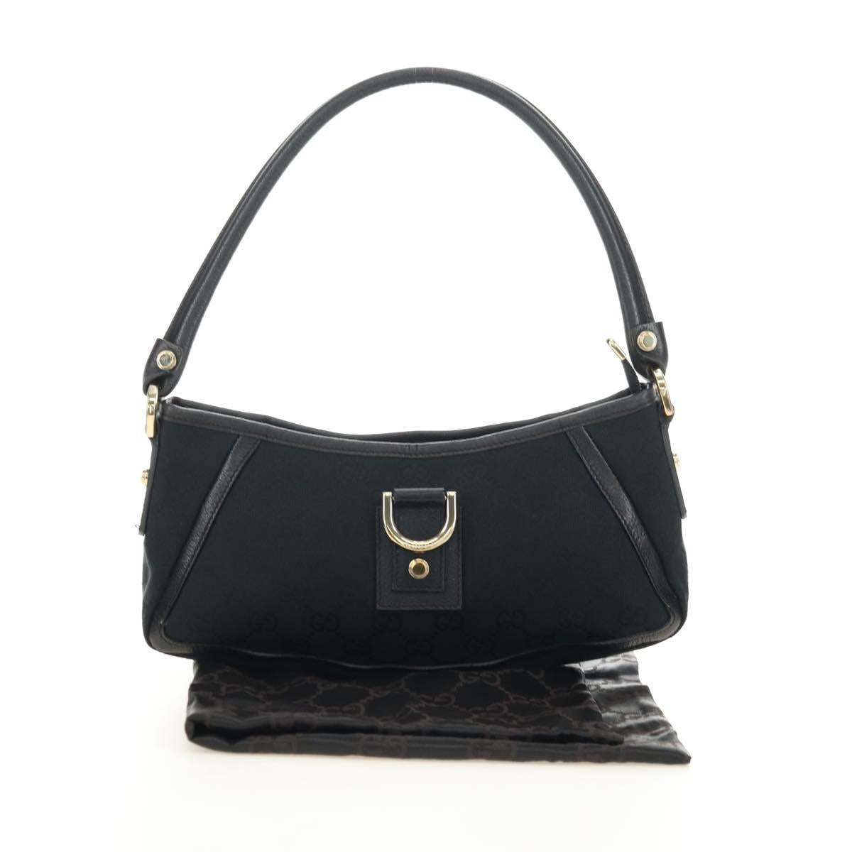 GUCCI GG Canvas Shoulder Bag Black Gold 130939 Auth 180484SAV