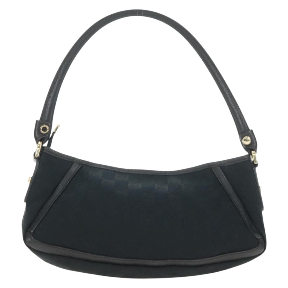 GUCCI GG Canvas Shoulder Bag Black Gold 130939 Auth 180484SAV