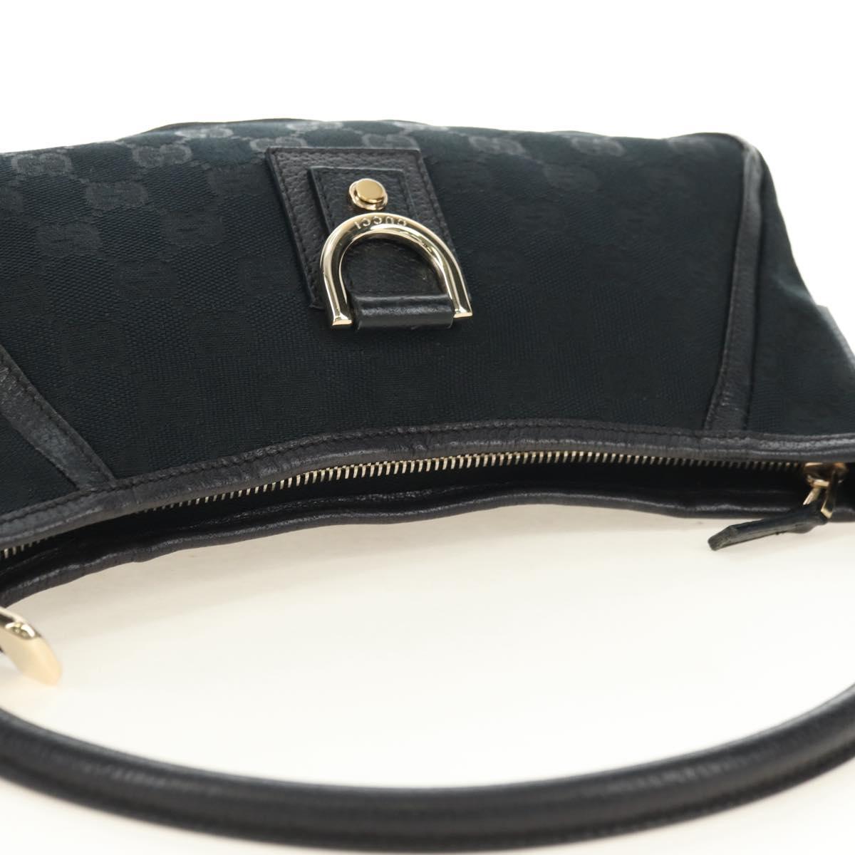 GUCCI GG Canvas Shoulder Bag Black Gold 130939 Auth 180484SAV