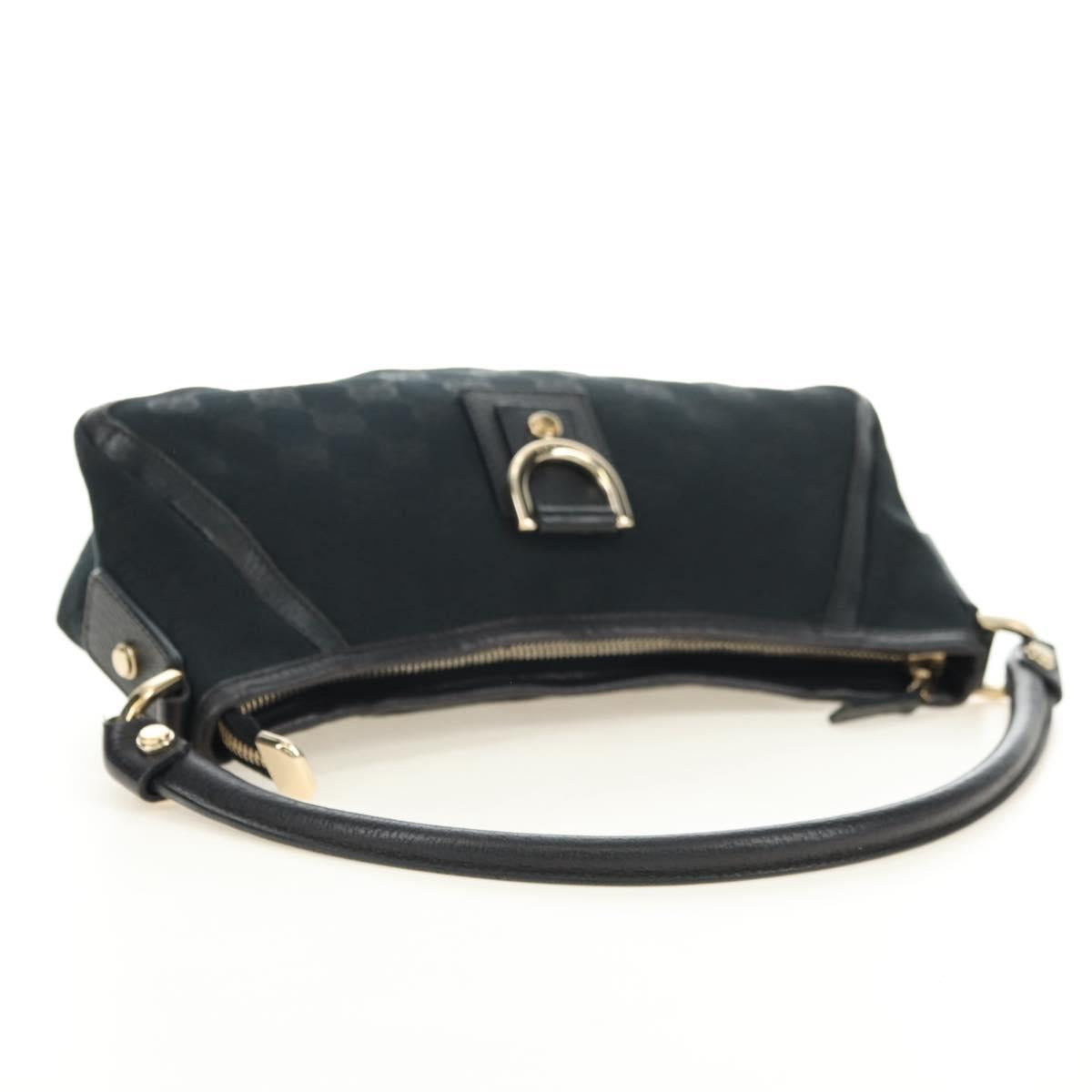 GUCCI GG Canvas Shoulder Bag Black Gold 130939 Auth 180484SAV