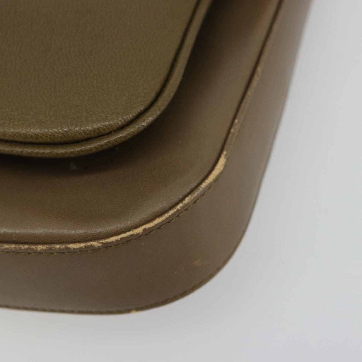 GIVENCHY Shoulder Bag Leather Green Gold Auth 180485