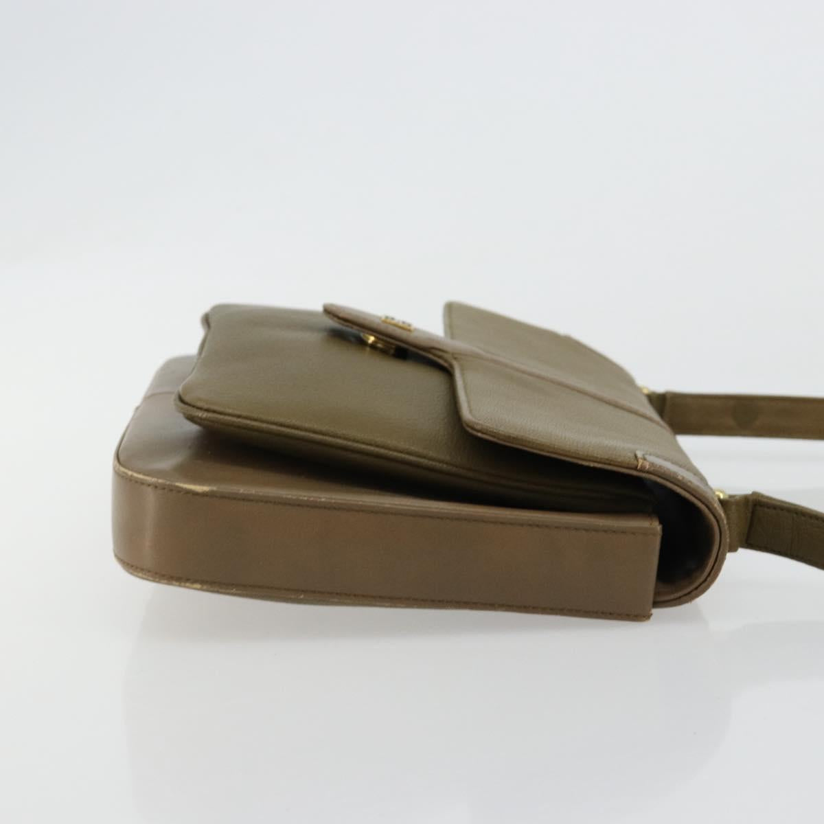 GIVENCHY Shoulder Bag Leather Green Gold Auth 180485