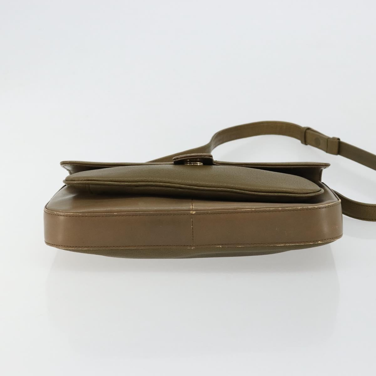 GIVENCHY Shoulder Bag Leather Green Gold Auth 180485