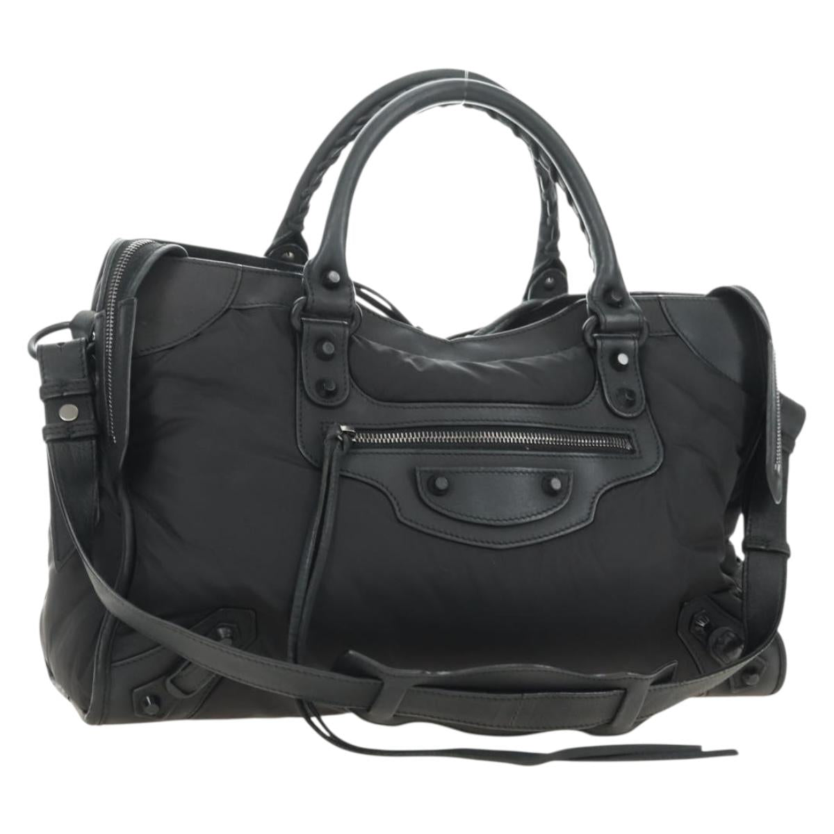 BALENCIAGA The City Hand Bag Nylon 2way Black 115748 Auth 180488SAM