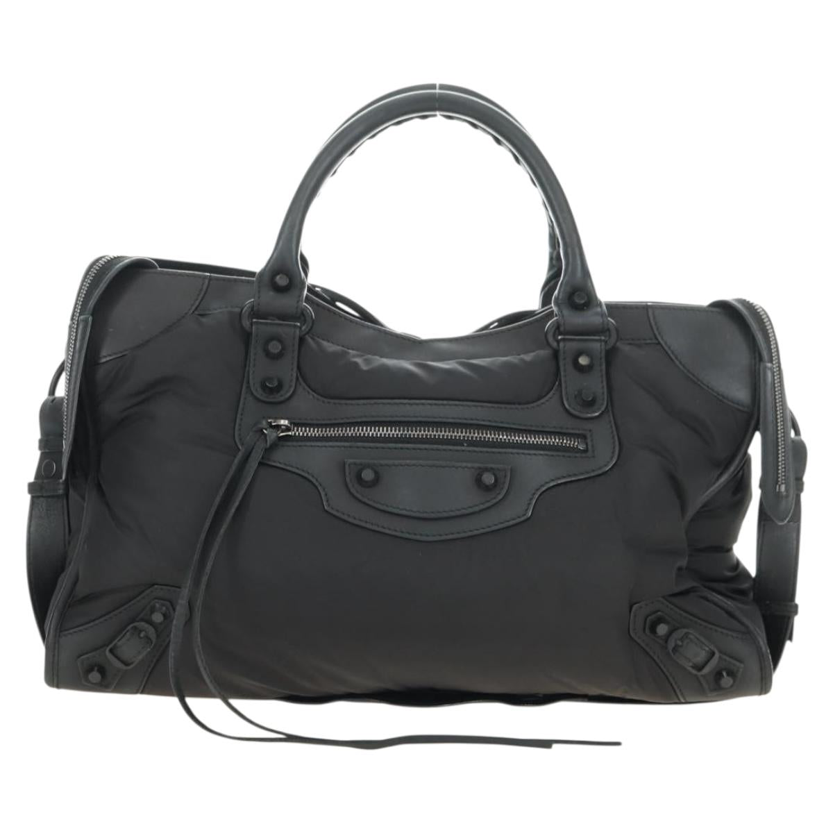 BALENCIAGA The City Hand Bag Nylon 2way Black 115748 Auth 180488SAM