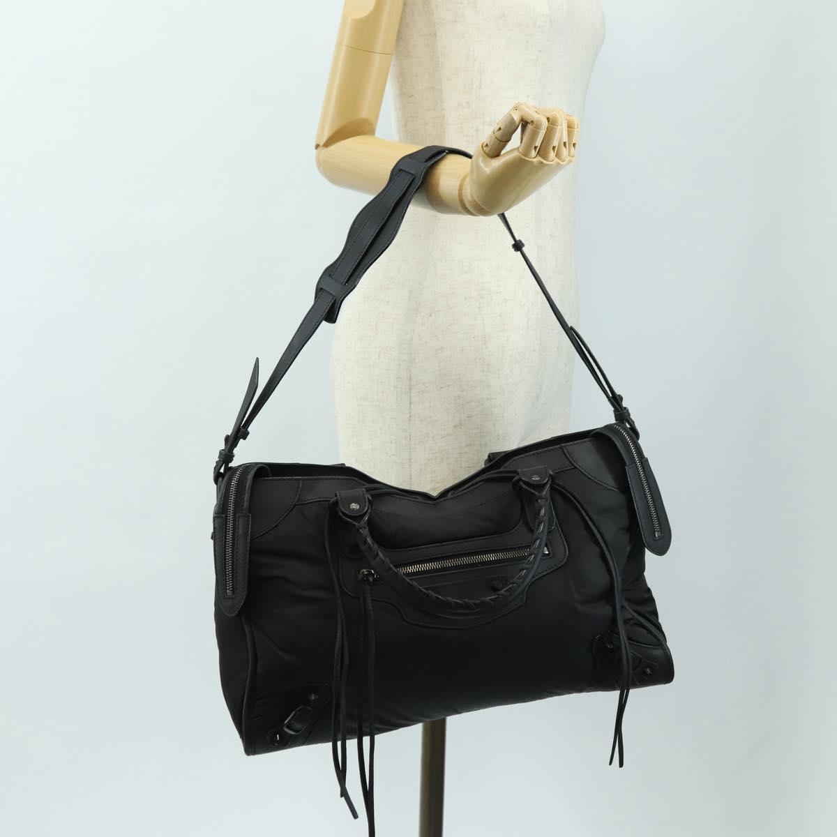 BALENCIAGA The City Hand Bag Nylon 2way Black 115748 Auth 180488SAM