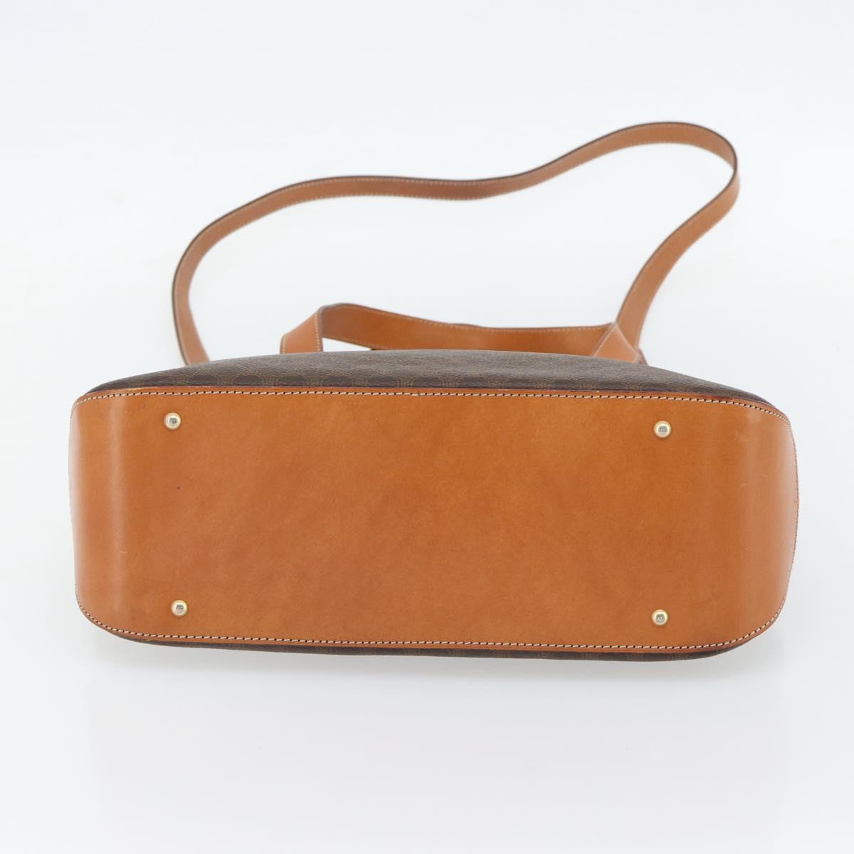 CELINE Macadam Canvas Hand Bag PVC Leather 2way Brown Gold Auth 180489A
