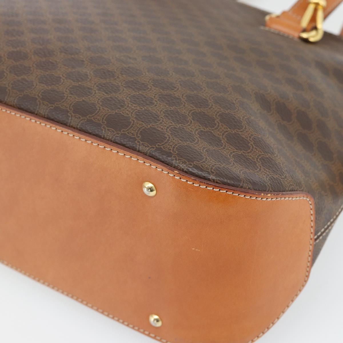 CELINE Macadam Canvas Hand Bag PVC Leather 2way Brown Gold Auth 180489A