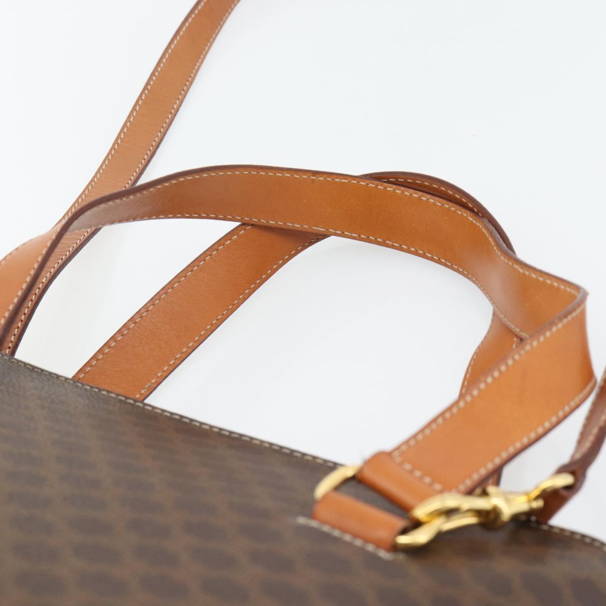 CELINE Macadam Canvas Hand Bag PVC Leather 2way Brown Gold Auth 180489A